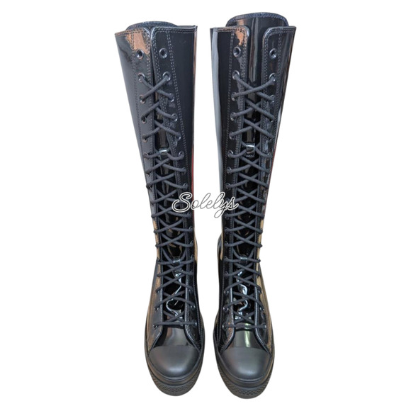 Converse Chuck 70 De Luxe Heel XXHI Platform Knee High Patent Leather Womens 6.5 - Picture 2 of 8
